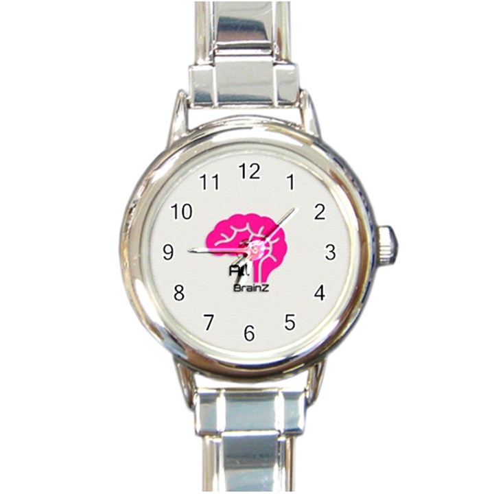 All Brains Leather  Round Italian Charm Watch