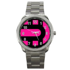 Hot Pink Black Vape  Sport Metal Watch by OCDesignss