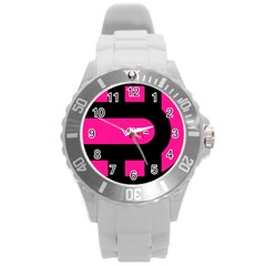 Hot Pink Black Vape  Plastic Sport Watch (large) by OCDesignss