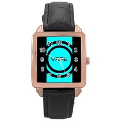 Turquoise Lines Vape   Rose Gold Leather Watch  by OCDesignss