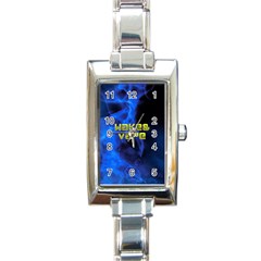 Wake&vape Blue Smoke  Rectangular Italian Charm Watch by OCDesignss