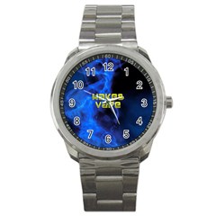 Wake&vape Blue Smoke  Sport Metal Watch by OCDesignss