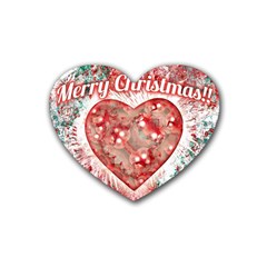 Vintage Colorful Merry Christmas Design Drink Coasters (heart) by dflcprints