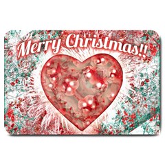 Vintage Colorful Merry Christmas Design Large Door Mat by dflcprints