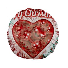 Vintage Colorful Merry Christmas Design 15  Premium Round Cushion  by dflcprints