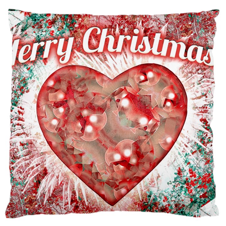 Vintage Colorful Merry Christmas Design Large Flano Cushion Case (Two Sides)