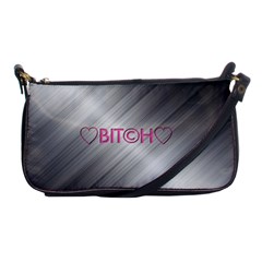 Shiny Metal Hearts Bit?h Evening Bag by OCDesignss