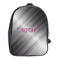 Shiny Metal Hearts Bit?h School Bag (XL)