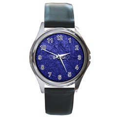 Blue Bit?h Round Leather Watch (silver Rim) by OCDesignss