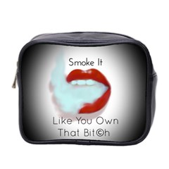 Smoke It Blk&white Lips  Mini Travel Toiletry Bag (two Sides) by OCDesignss