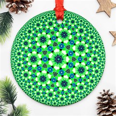 Green Flower Rosette Round Ornament (two Sides) by rosetteornaments