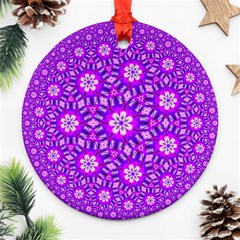 Purple Flower Rosette Round Ornament (two Sides) by rosetteornaments