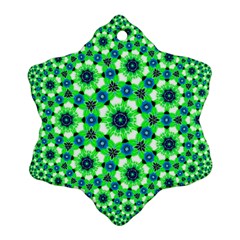 Green Flower Rosette Snowflake Ornament (two Sides)