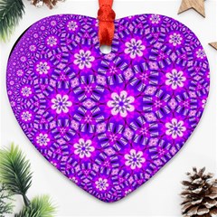 Purple Flower Rosette Heart Ornament (two Sides) by rosetteornaments