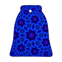 Blue Flower Rosette Bell Ornament (two Sides)