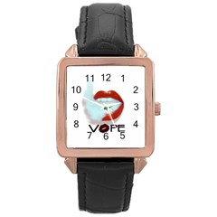 Vape Mouth Smoke  Rose Gold Leather Watch  by OCDesignss