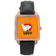 Lips Vape Smoke  Rose Gold Leather Watch  by OCDesignss