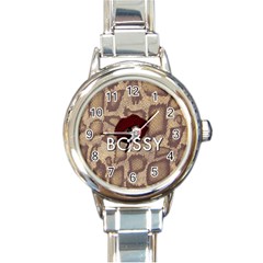 Bossy Snake Texture  Round Italian Charm Watch by OCDesignss