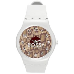 Bossy Snake Texture  Plastic Sport Watch (medium) by OCDesignss