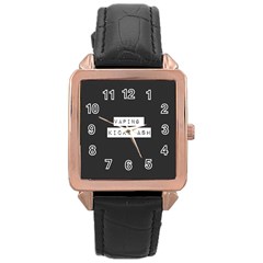 Vaping Kicks Ash Blk&wht  Rose Gold Leather Watch  by OCDesignss