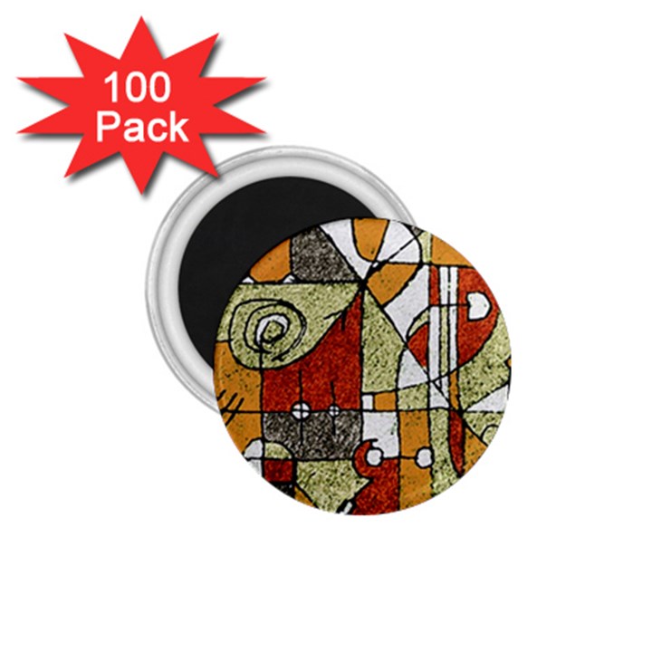 Multicolored Abstract Tribal Print 1.75  Button Magnet (100 pack)