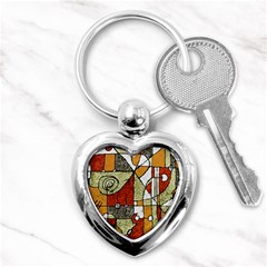 Multicolored Abstract Tribal Print Key Chain (heart) by dflcprints