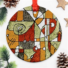 Multicolored Abstract Tribal Print Round Ornament (two Sides) by dflcprints