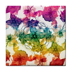 Multicolored Floral Swirls Decorative Design Ceramic Tile by dflcprints