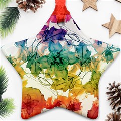 Multicolored Floral Swirls Decorative Design Star Ornament