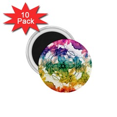 Multicolored Floral Swirls Decorative Design 1 75  Button Magnet (10 Pack) by dflcprints