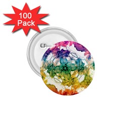 Multicolored Floral Swirls Decorative Design 1 75  Button (100 Pack) by dflcprints