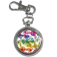 Multicolored Floral Swirls Decorative Design Key Chain Watch by dflcprints