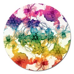 Multicolored Floral Swirls Decorative Design Magnet 5  (round) by dflcprints