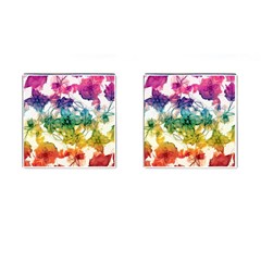 Multicolored Floral Swirls Decorative Design Cufflinks (square) by dflcprints