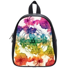 Multicolored Floral Swirls Decorative Design School Bag (small) by dflcprints