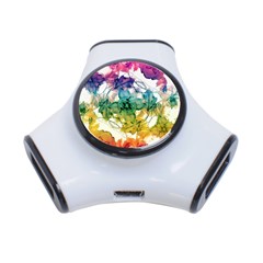 Multicolored Floral Swirls Decorative Design 3 Port Usb Hub by dflcprints