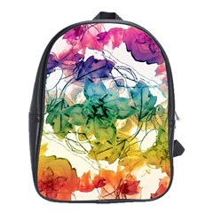 Multicolored Floral Swirls Decorative Design School Bag (xl) by dflcprints