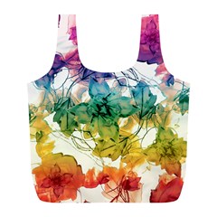 Multicolored Floral Swirls Decorative Design Reusable Bag (l) by dflcprints