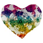 Multicolored Floral Swirls Decorative Design Large Flano Heart Shape Cushion Front