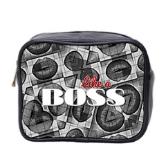 Like A Boss Blk&wht Mini Travel Toiletry Bag (two Sides) by OCDesignss