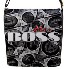 Like A Boss Blk&wht Flap Closure Messenger Bag (small) by OCDesignss