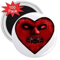 Evil Heart Shaped Dark Monster  3  Button Magnet (100 Pack) by dflcprints