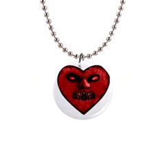 Evil Heart Shaped Dark Monster  Button Necklace by dflcprints