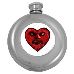 Evil Heart Shaped Dark Monster  Hip Flask (round) by dflcprints