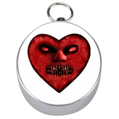 Evil Heart Shaped Dark Monster  Silver Compass by dflcprints