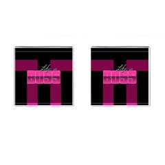 Like A Boss Shiny Pink Cufflinks (square) by OCDesignss