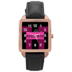 Like A Boss Shiny Pink Rose Gold Leather Watch  by OCDesignss