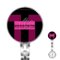 Like A Boss Shiny Pink Stainless Steel Nurses Watch