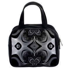 Crazy Black&white Fractal Classic Handbag (two Sides) by OCDesignss