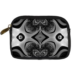 Crazy Black&white Fractal Digital Camera Leather Case by OCDesignss